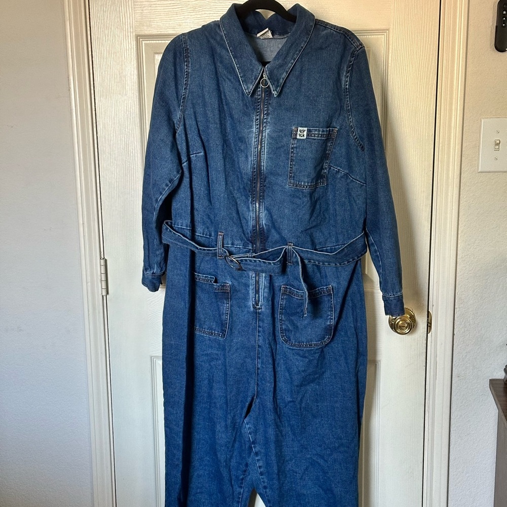 Lucy & Yak 
Maggie Jumpsuit: ORGANIC DENIM - Mid Wash Blue UK 24/US 20